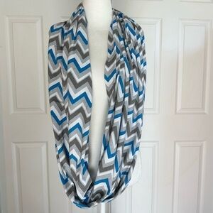 Itzy Ritzy Nursing Happens Infinity Breastfeeding Scarf Blue and Gray Chevron